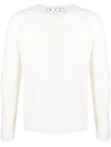 OFF-WHITE RIBBED-KNIT CREW-NECK JUMPER