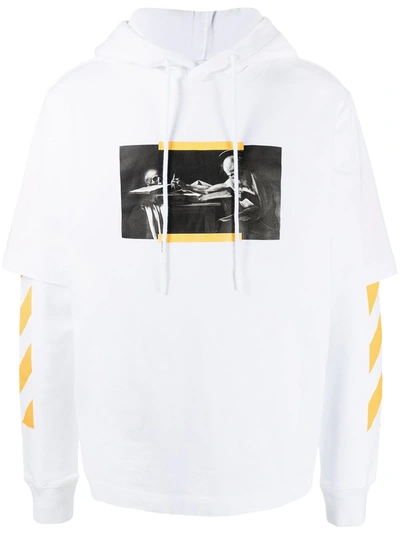 Off-white Graphic-print Layered Hoodie In White