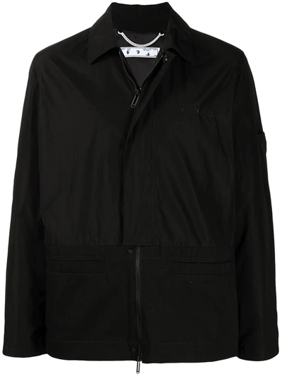 Off-white Long-sleeve Shirt Jacket In Black