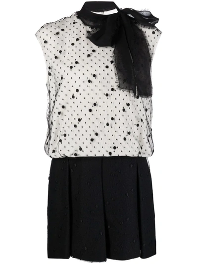 Valentino Pussy-bow Polka Dot Dress In White