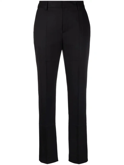 Mm6 Maison Margiela White-stitch Tailored Trousers In Nero