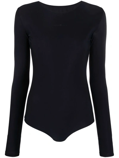 Mm6 Maison Margiela Contrast-stitch Bodysuit In Black