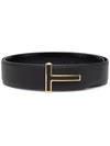 Tom Ford Logo-buckle Leather Belt In Schwarz