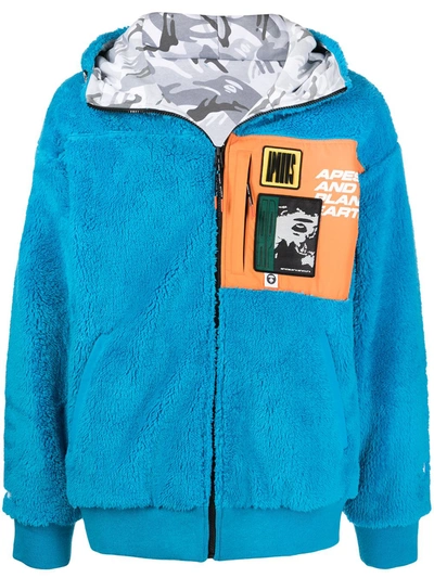 Aape By A Bathing Ape Logo-patch Textured Hoodie In Blue