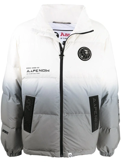 Aape By A Bathing Ape Gradient-effect High-neck Padded Jacket In White