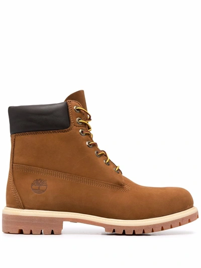 Timberland 系带皮质短靴 In Brown