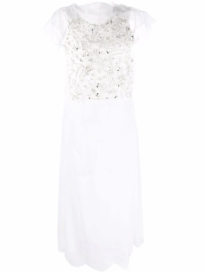 Maison Margiela Bead-embellished Sleeveless Dress In White