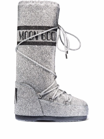 Moon Boot Icon 50° Swarovski Boots In Grey