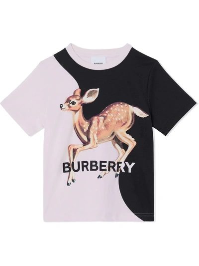 Burberry Kids' Deer-print Short-sleeved Stretch Cotton T-shirt 8-14 Years In Alabaster Pink