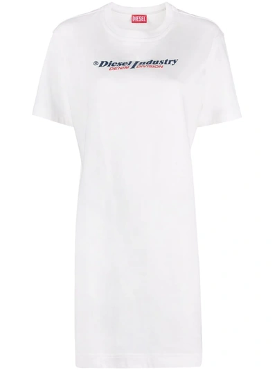 Diesel Logo-print T-shirt Dress In White