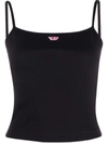 Diesel Stretch Cotton Jersey Logo Tank Top In Black