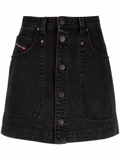 Diesel Albus Denim Miniskirt In Black