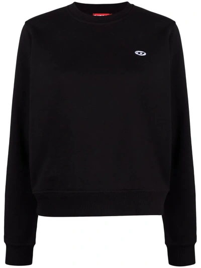 Diesel Logo-print Crew-neck Jumper In Black