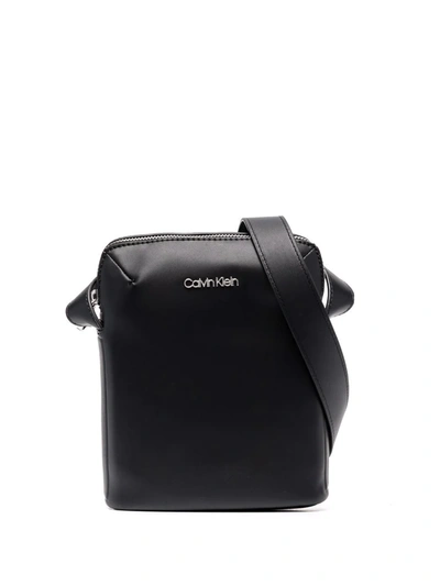 Calvin Klein Faux-leather Messenger Bag In Black