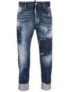 Dsquared2 Patchwork Straight-leg Jeans In Blue