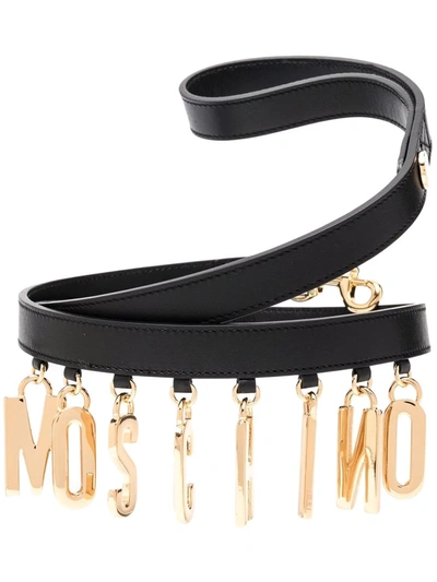 Moschino Logo-lettering Charm Leash In Black