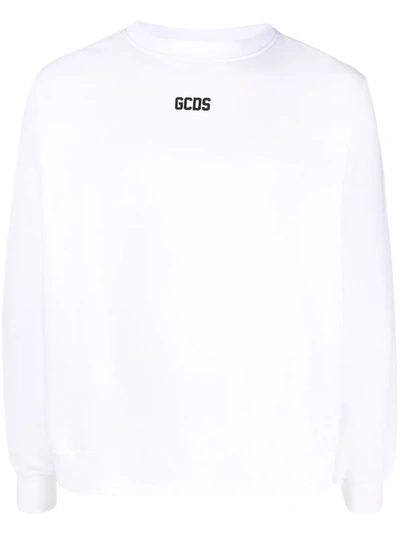 Gcds Logo-print Crew Neck Sweatshirt In White