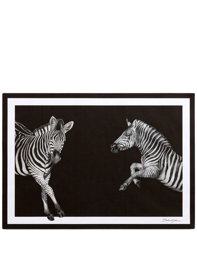 Dolce & Gabbana Zebra-print Paper Placemats (set Of 36) In Black