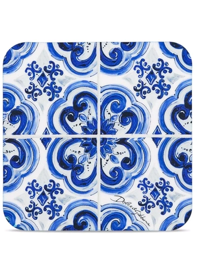 Dolce & Gabbana Mediterraneo-print Coasters (set Of 12) In Blue