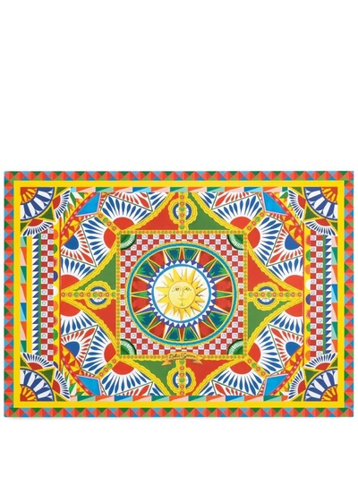 Dolce & Gabbana Carretto-print Paper Placemats (set Of 36) In Yellow