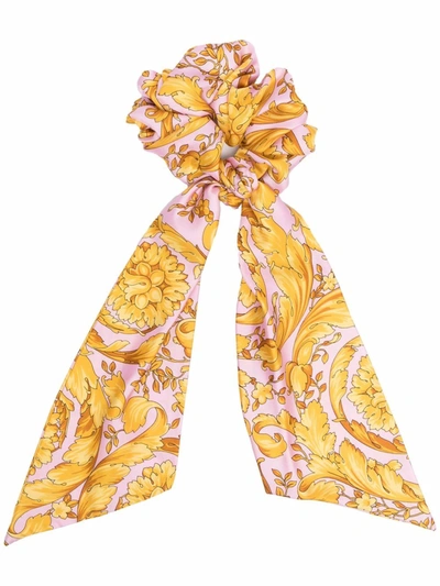 Versace Barocco-print Cashmere-blend Scarf In Candy Gold