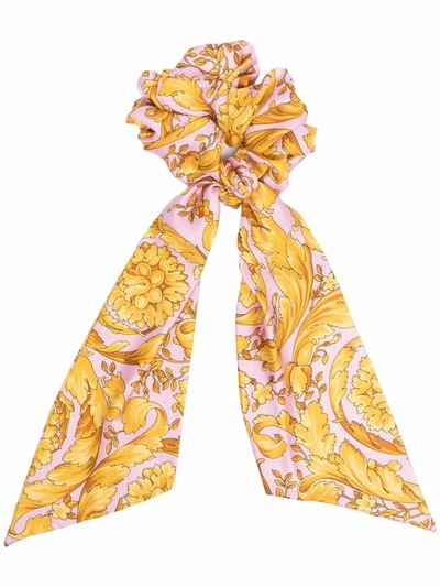 Versace Barocco-print Cashmere-blend Scarf In Pink
