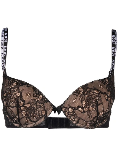 Dsquared2 Icon Lace Push-up Bra In Black
