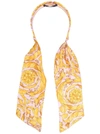 Versace Baroque Printed Silk Twill Headband In Yellow