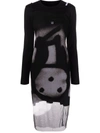 Givenchy Layered Printed Tulle And Cotton-jersey Midi Dress In Black