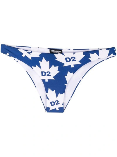 Dsquared2 Maple Leaf Bikini Bottoms In Blue