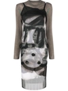 GIVENCHY GRAPHIC-PRINT LONG-SLEEVE DRESS