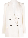 Brunello Cucinelli Double-breasted Tailored Blazer In Neutrals