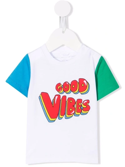 Stella Mccartney Babies' Good Vibes Graphic Cotton T-shirt 6-36 Months In White