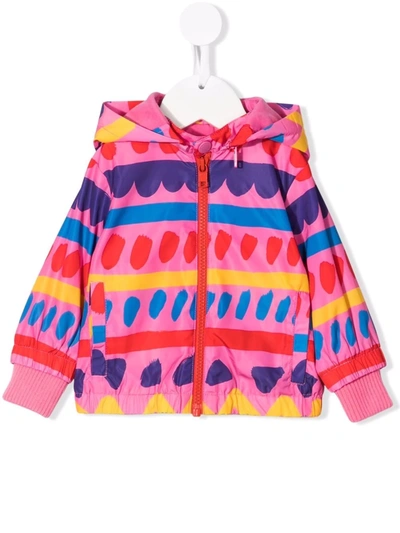 Stella Mccartney Babies' Geometric-print Zip-up Hoodie In Pink