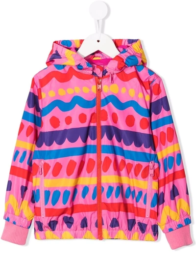 Stella Mccartney Babies' Geometric-print Hooded Jacket In Multicolor