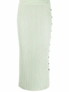 Tory Burch Ribbed Metallic Wool-blend Midi Skirt In Green