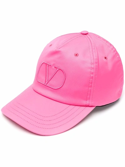 Valentino Garavani V-logo Cotton-canvas Baseball Cap In Pink