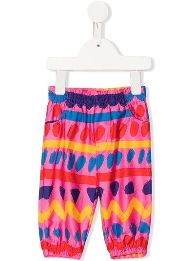 Stella Mccartney Babies' Geometric-print Sustainable Cotton Trousers In Pink