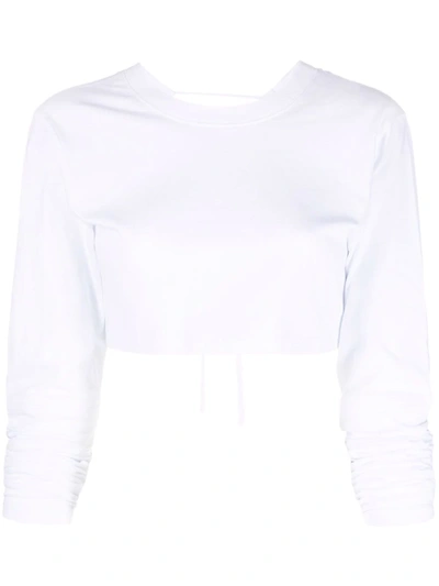 Jacquemus Cropped Cut-out Cotton T-shirt In White