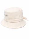 Jacquemus Gadjo Bow Detail Wide Brim Hat In Neutrals