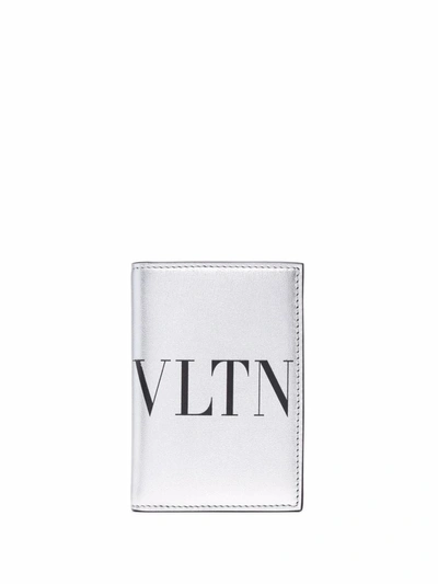 Valentino Garavani Vltn Logo-print Cardholder In Grey