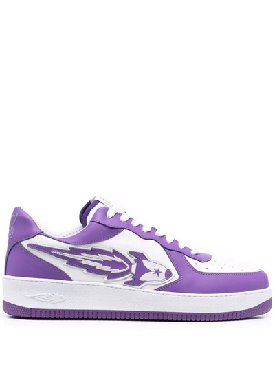 Enterprise Japan Leather Low Sneakers W/ Side Logo In Purple