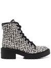 Kenzo Pike Lace-up Jacquard Boots In Black