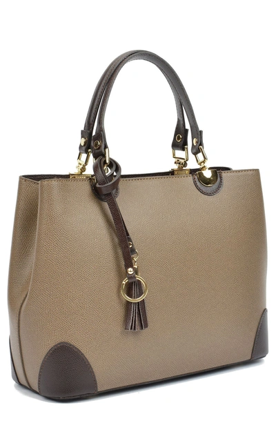 Isabella Rhea Leather Top Handle Bag In Testa Moro Fango