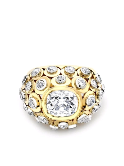 Pre-owned Cartier  18kt Yellow Gold Retro Paris Diamond Bombé Ring