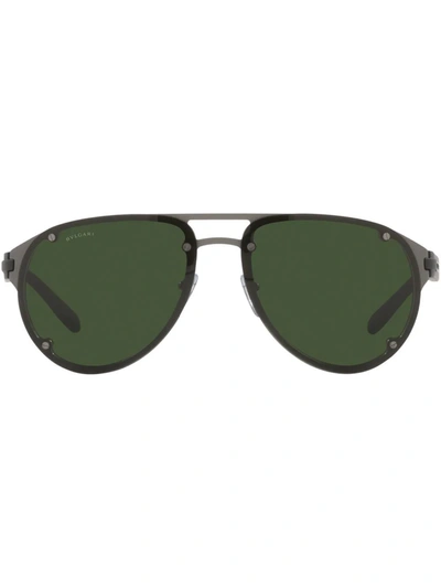 Bvlgari Bv5056 飞行员镜框太阳眼镜 In Dark Green