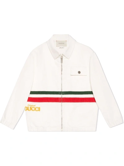 Gucci Kids' Children's 'original ' Denim Bomber Jacket In White