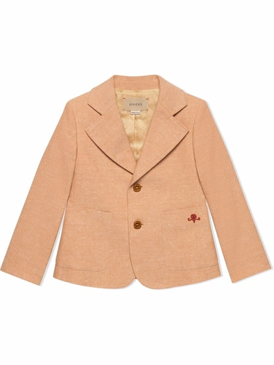 Gucci Kids' Fitted Single-breasted Blazer In Neutrals