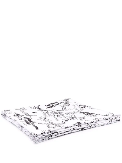 Dsquared2 Graphic-print Cotton Throw Blanket In White