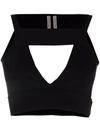 Rick Owens Sling Cut-out V-neck Crop Top In Black